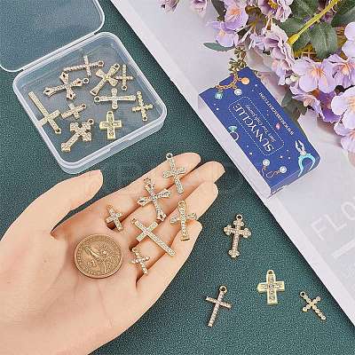 24Pcs 12 Styles Alloy Crystal Rhinestone Pendants FIND-SC0010-80-1