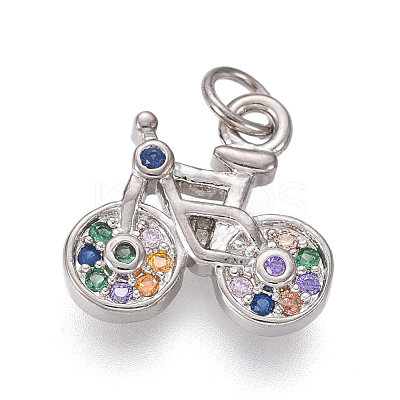 Brass Micro Pave Cubic Zirconia Charms ZIRC-I032-67P-1