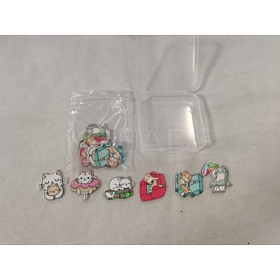 12Pcs 6 Styles Opaque Printed Acrylic Pendants OACR-SZ0001-34-1