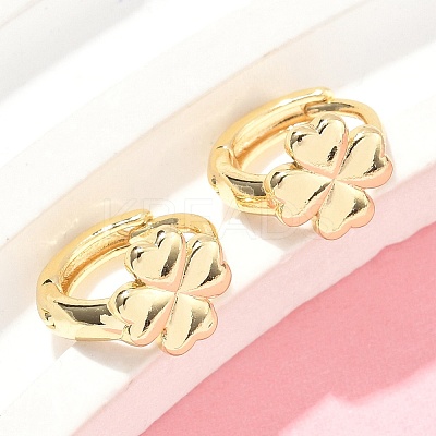 Clover Brass Hoop Earrings EJEW-Z102-11G-1