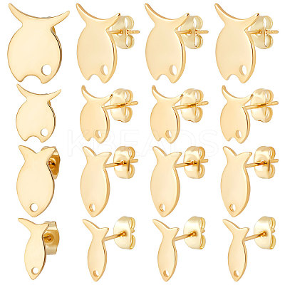 80Pcs 4 Style 201 Stainless Steel Stud Earring Findings STAS-BBC0001-75-1