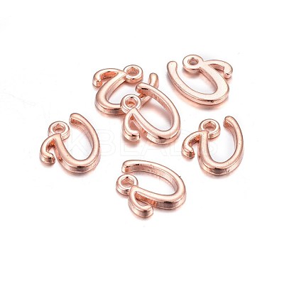 Rose Gold Plated Alloy Letter Pendants X-PALLOY-J718-01RG-U-1