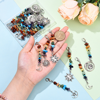 20Pcs 5 Style Natural & Synthetic Gemstone and Alloy Pendant Decorations HJEW-YW00155-1