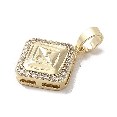 Brass Micro Pave Clear Cubic Zirconia Pendants KK-M275-49G-1