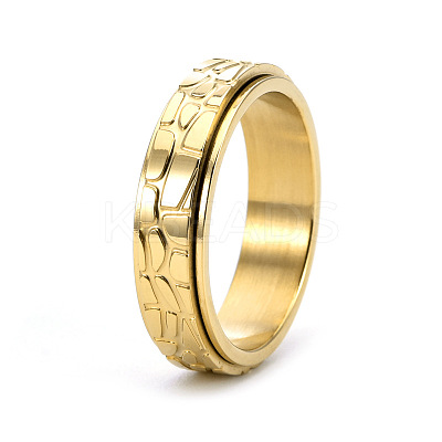 Textured Stainless Steel Rotating Finger Ring PW-WG29121-14-1