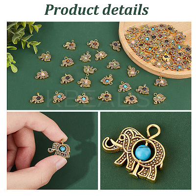 60Pcs Natural & Synthetic Mixed Gemstone Pendants PALLOY-PH0022-26-1