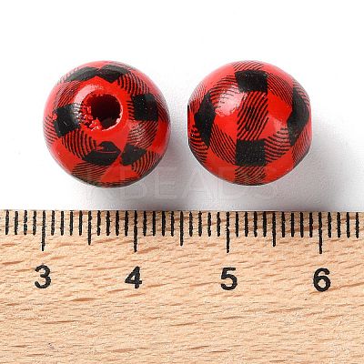 Printed Wood European Beads WOOD-Z002-09A-1