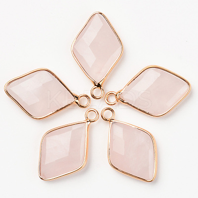 Natural Rose Quartz Pendants G-R464-005B-1