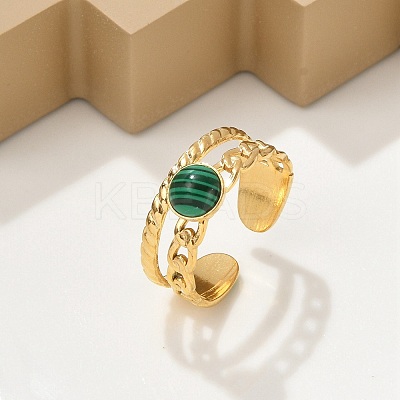 Natural Malachite Finger Rings RJEW-K290-01G-1