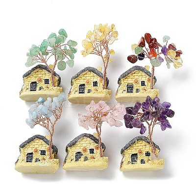 Resin & Natural Mixed Stone Model Ornament DJEW-Z001-01-1