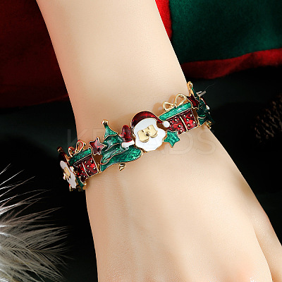 Christmas Theme Alloy Enamel Bangles for Women WG4C6FF-03-1