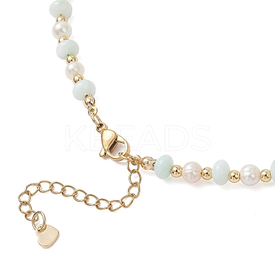 Natural Pearl and Shell Rondelle Beaded Necklaces NJEW-JN05852-1