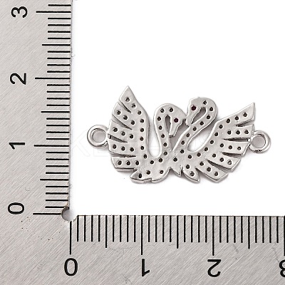 Rack Plating Brass Micro Pave Cubic Zirconia Couple Swan Connector Charms KK-Z070-13P-1