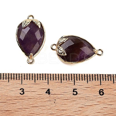 Natural Amethyst Faceted Teardrop Connector Charms G-B081-03G-05-1
