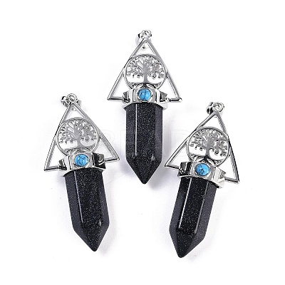 Synthetic Blue Goldstone Faceted Pointed Bullet Big Pendants G-H076-02P-04-1