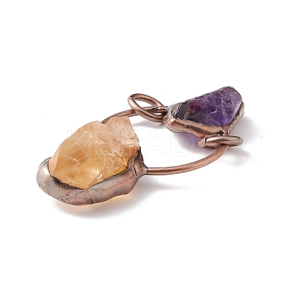 Raw Rough Natural Amethyst & Citrine Big Pendants G-I324-03R-02-1
