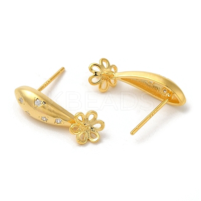 Flower 925 Sterling Silver Micro Pave Cubic Zirconia Stud Earring Findings STER-P056-12G-1