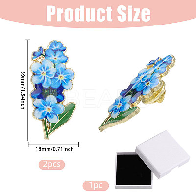 2Pcs Forget-me-not Zinc Alloy Enamel Pin JEWB-CA0001-77-1
