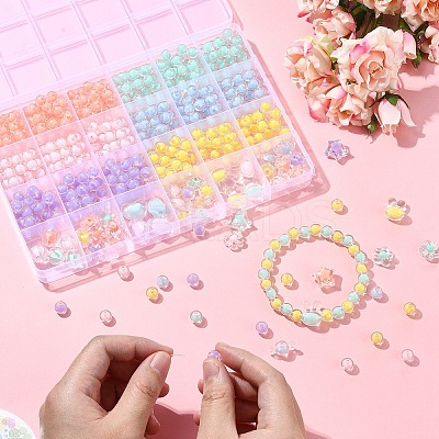 496Pcs 12 Styles Transparent Acrylic Beads OACR-YW0002-01-1