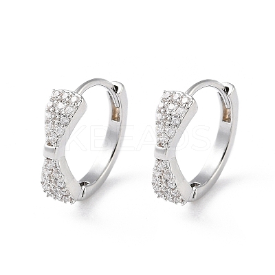 Brass Micro Pave Cubic Zirconia Hoop Earrings EJEW-P259-03P-1