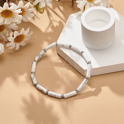5Pcs 5 Style Natural Mixed Gemstone Column Beaded Stretch Bracelets Set for Women BJEW-JB08989-1