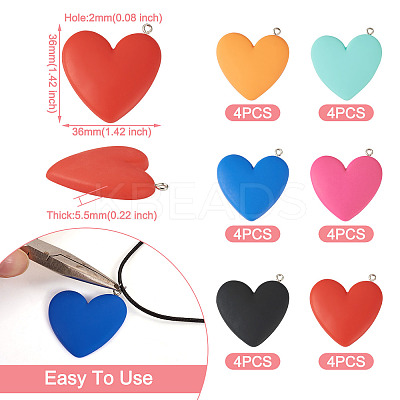 24Pcs 6 Colors Opaque Resin Pendants CRES-TA0001-20-1