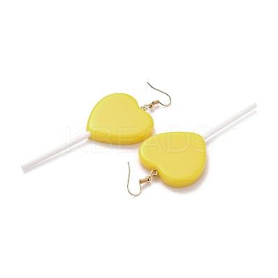 Heart-shape Lollipop Dangle Earrings for Women LS-EJEW-Z015-04E-1
