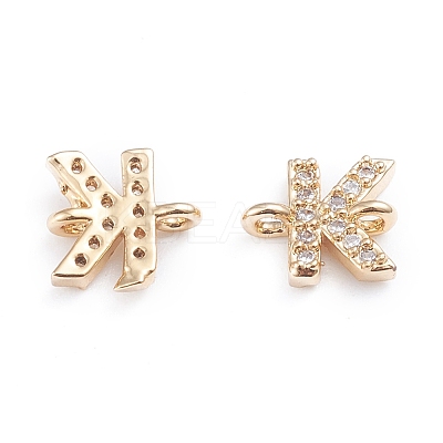 Brass Micro Pave Cubic Zirconia Letter Links X-ZIRC-I042-16G-K-1