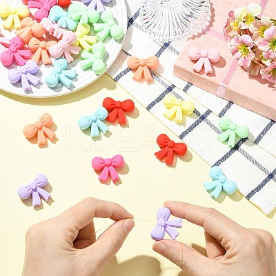 32Pcs 8 Colors Bowknot Silicone Focal Beads SIL-CJ0003-24-1