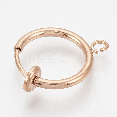 316 Surgical Stainless Steel Clip-on Hoop Earrings STAS-S101-15mm-01RG-1