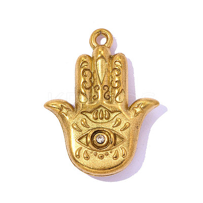 304 Stainless Steel Rhinestone Pendants STAS-OY016-42G-1