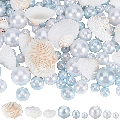 140Pcs 3 Styles ABS Plastic Imitation Pearl Round Beads KY-SP0001-64-1