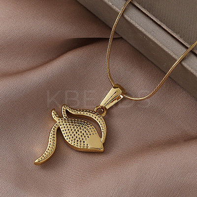 Elegant 304 Stainless Steel with Clear Glass Eye Pendant Necklaces for Women YU0551-1
