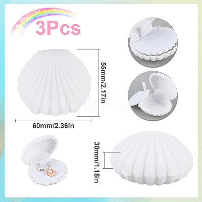 3Pcs Shell Shaped Velvet Jewelry Storage Boxes AJEW-SC0002-94-1