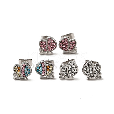Rhinestone Butterfly Stud Earrings with 316 Surgical Stainless Steel Pins EJEW-A081-14P-1