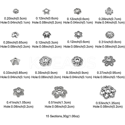 30G Tibetan Style Alloy Flower Bead Caps Sets TIBE-YW0001-30-1