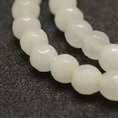 Faceted Natural White Jade Beads Strands G-F448-6mm-1