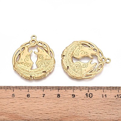 304 Stainless Steel Howling Wolf Pendants STAS-T067-36G-1