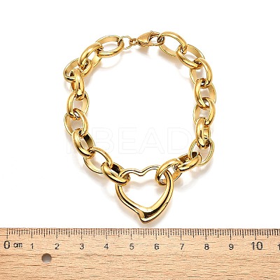 304 Stainless Steel Charm Bracelets BJEW-Q050-02G-1