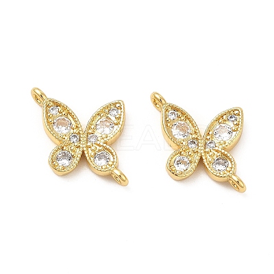 Rack Plating Brass Pave Cubic Zirconia Connector Charms KK-D087-04G-1