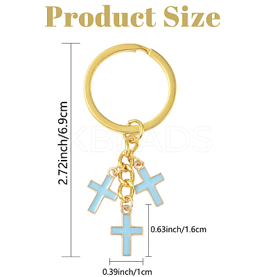 Alloy Enamel Cross Keychains KEYC-YW00212-01-1