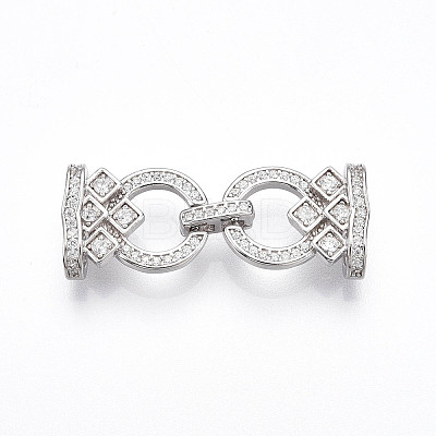 925 Sterling Silver Micro Pave Clear Cubic Zirconia Fold Over Clasps STER-T008-01P-1