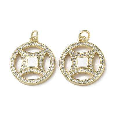 Brass Micro Pave Cubic Zirconia Pendants KK-G485-15G-1