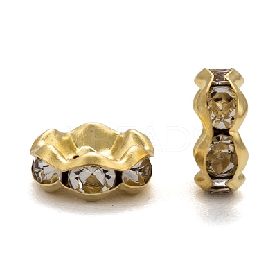 Brass Grade A Crystal Rhinestone Spacer Beads RB-A006-8MM-G-1