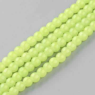Baking Paint Imitation Jade Glass Round Bead Strands DGLA-Q021-4mm-08-1