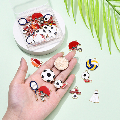 36Pcs 9 Styles Sports Theme Alloy Enamel Pendants ENAM-YW0005-73A-1
