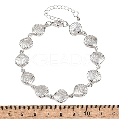 Starfish/Shell Shape/Cowrie Shell Shape Brass Link Chain Bracelets for Women BJEW-K248-07C-P-1