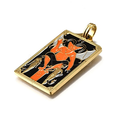 Tarot 304 Stainless Steel Enamel Pendants STAS-M119-07G-G-1