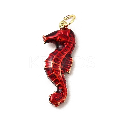 Brass Enamel Sea Animals Pendants KK-I378-14G-C-1