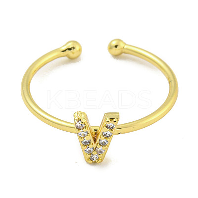 Rack Plating Brass Open Cuff Rings for Women RJEW-F162-02G-V-1